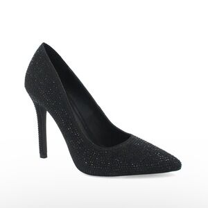 Elegant Black Rhinestone Stiletto Heels